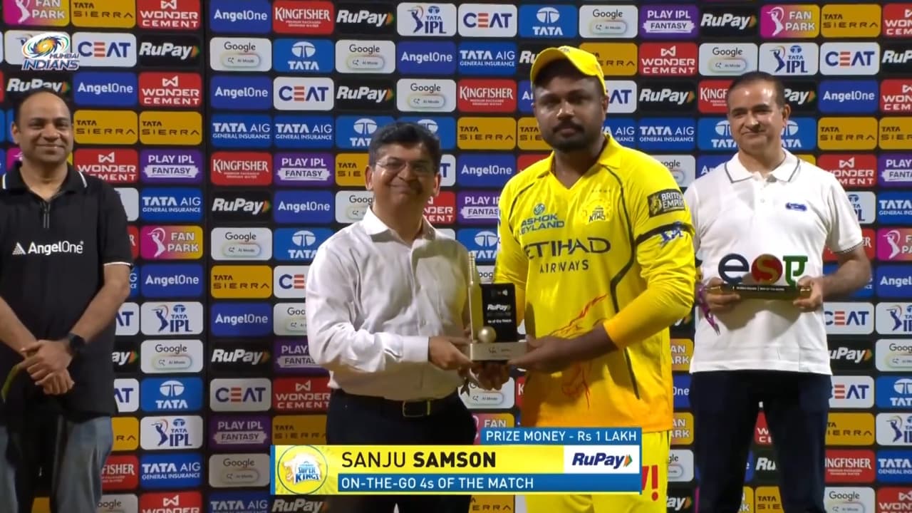 IPL 2026 M33: MI vs CSK - RuPay On-The-Go 4s of the Match - Sanju Samson