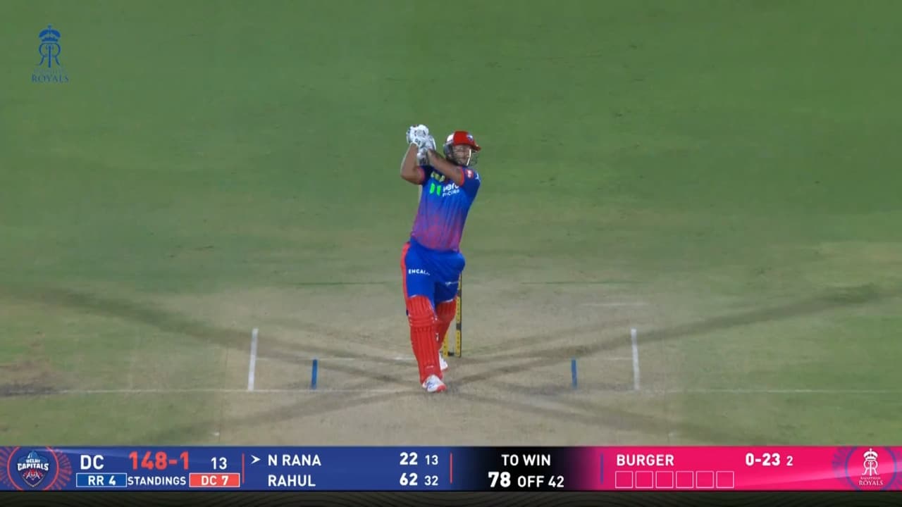 IPL 2026 M43: RR vs DC - Nitish Rana Six