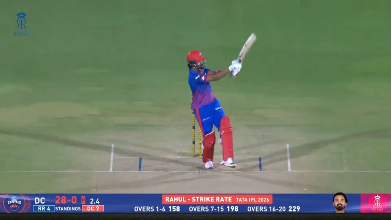 IPL 2026 M43: RR vs DC - KL Rahul Six