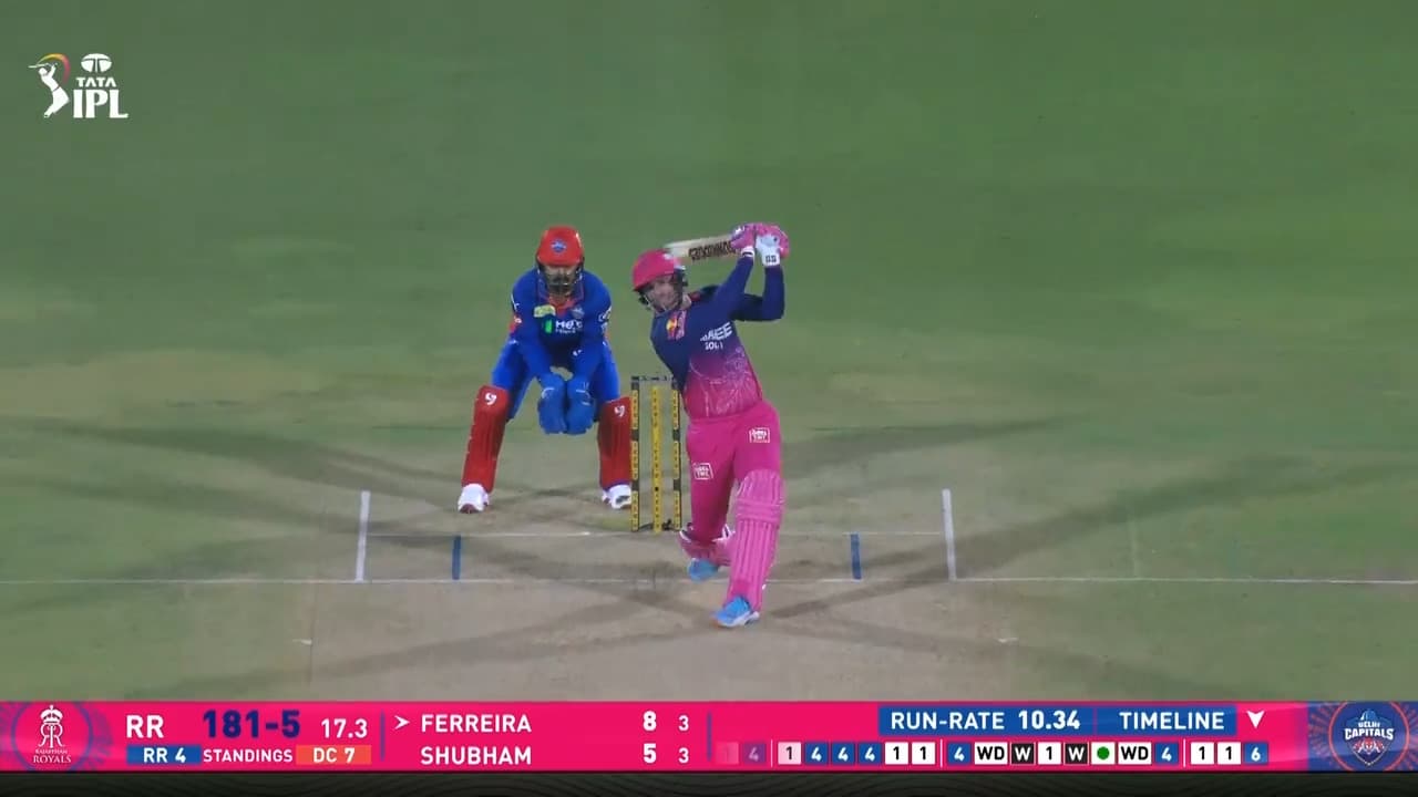 IPL 2026 M43: RR vs DC - Donovan Ferreira Six