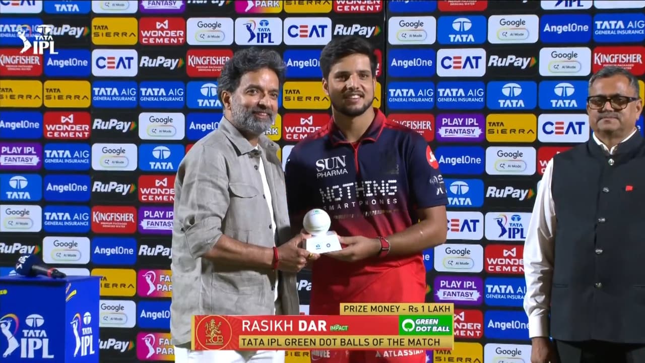 IPL 2026 M61: PBKS vs RCB - TATA IPL Green Dot Balls of the Match - Rasikh Dar